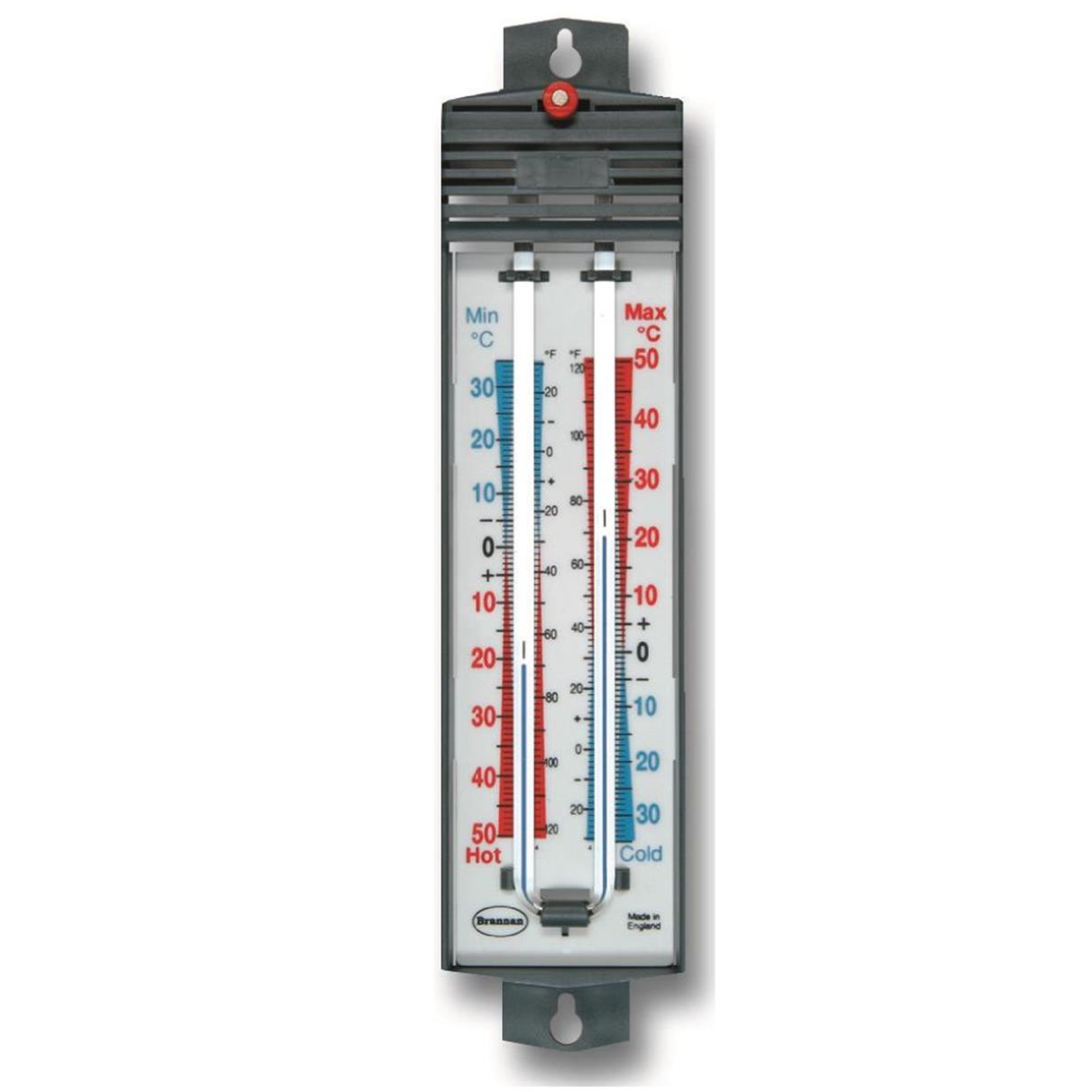 MAX-MIN THERMOMETER GREY MAGNET RE-SET