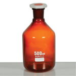 BOTTLE REAGENT AMBER , NARROW MOUTH, WITH PP STOPPER, CAPACITY 50 ML