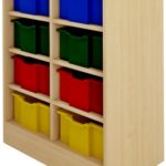 OPEN SHELVE CABINET WOODED WITH 8 TOTES , HEIGHT 1