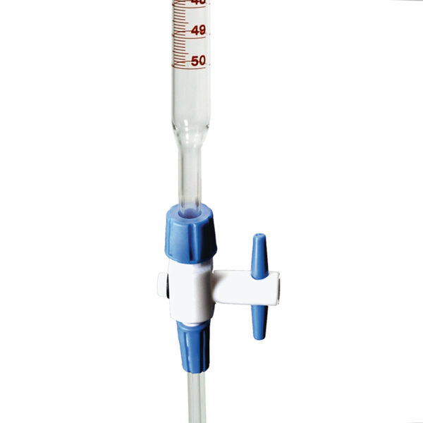 BURETTE CLEAR GLASS  WITH DETACHABLE PTFE KEY STOPCOCK  50ML  CLASS B