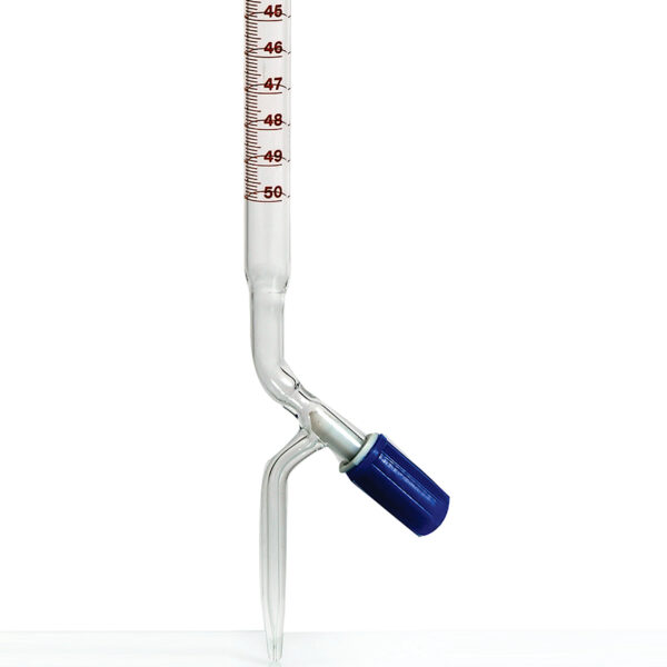 BURETTE CLEAR GLASS  WITH NEEDLE VALVE PTFE STOPCOCK  50ML CLASS B